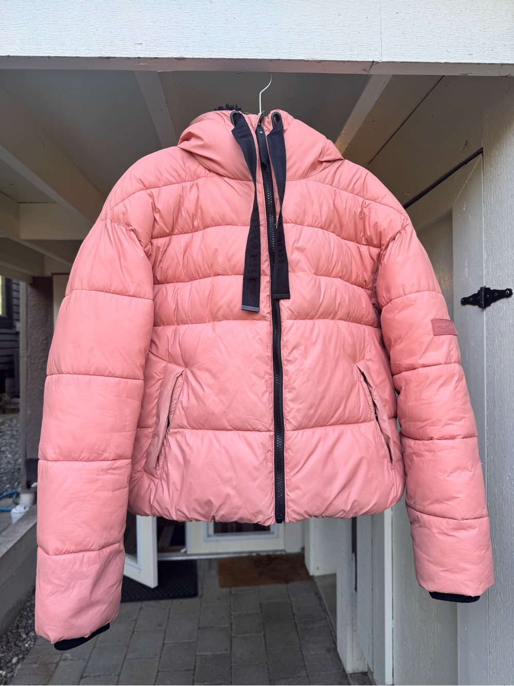 Hunter Pink Water Repellent Hooded Puffer Jacket